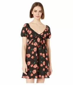 Steve Madden Pretty In Poppies Printed Tie Front Dress