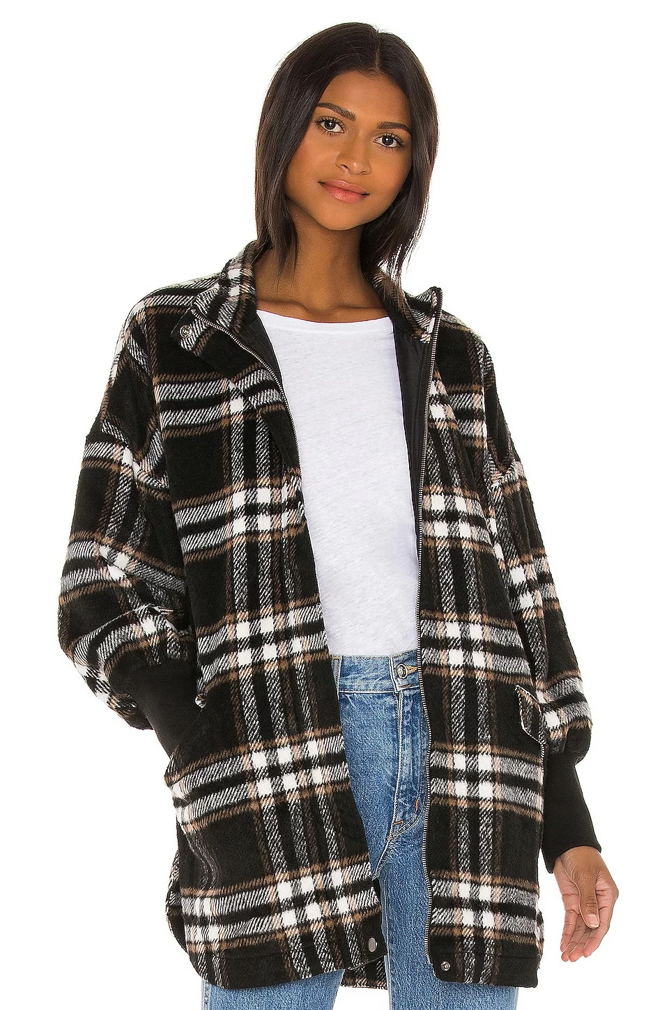 Steve Madden Plaid Times Coat Black