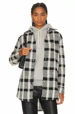 Steve Madden Eldridge Shirt Jacket Black Plaid