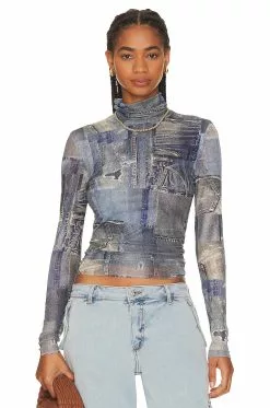 Steve Madden Fiona Top Denim Multi