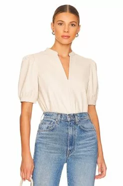 Steve Madden Jane Faux Leather Top Bone